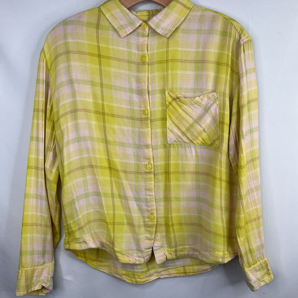 Size 10-12: Treasure & Bond Yellow/Pink/Blue Plaid Button-Up Shirt