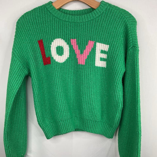 Size 10-12: Old Navy Green/Multicolor 'LOVE' Sweater