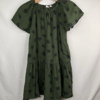 Size 10-12: Gap Green/Black Floral Cap Sleeve Dress