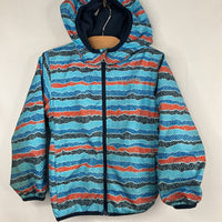 Size 4: Columbia Blue/Orange Waves Fleece Lined Rain Coat