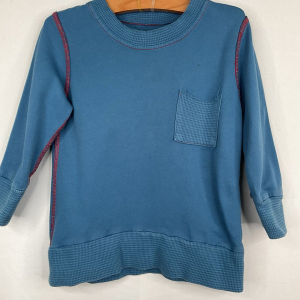 Size 2: Boy+Girl Blue/Red Stitching Long Sleeve Shirt