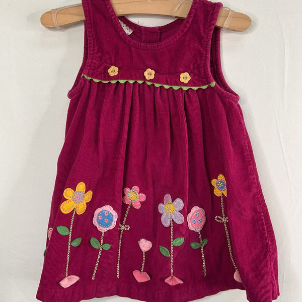 Size 2: Samara Purple/Colorful Floral Applique Corduroy Overall Dress