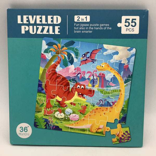 Leveled Puzzle 55pc 2-in-1 Dinosaur Puzzle