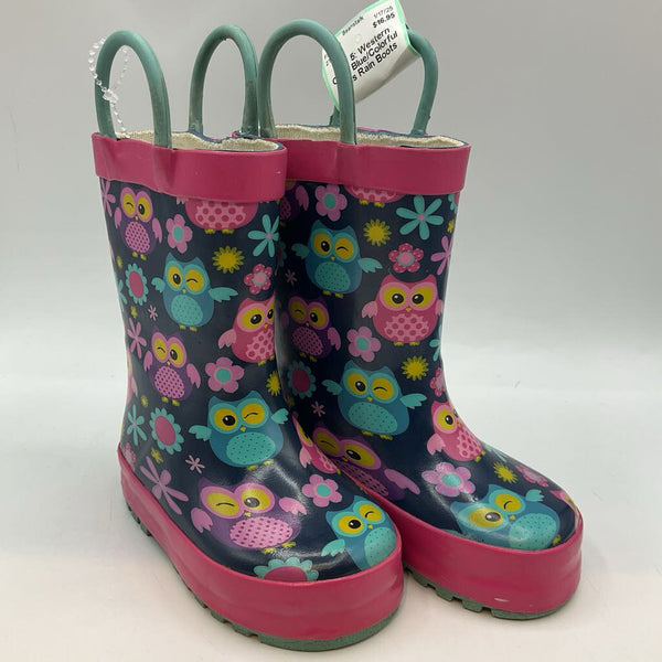 Size 5: Western Chief Blue/Colorful Owls Rain Boots