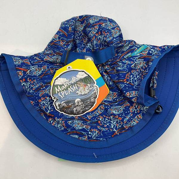 Size 1-3: Sun Day Afternoons Blue/Orange Fish Sun Hat NEW w/ Tags