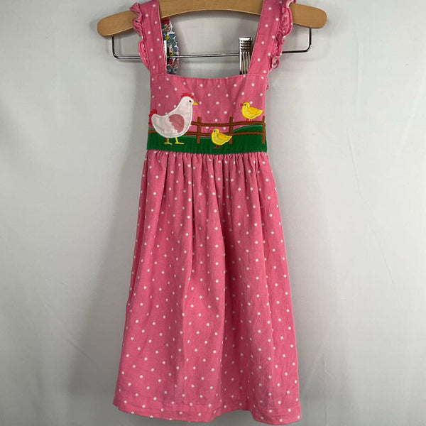 Size 2-3: Boden Pink/Colorful Chicks Applique Corduroy Overall Dress