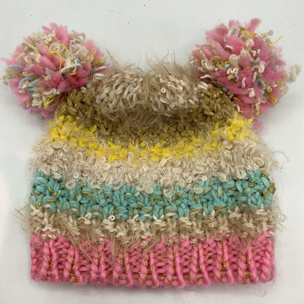 Size 2-4: Betsey Johnson Colorful Fuzzy Pom Pom Beanie