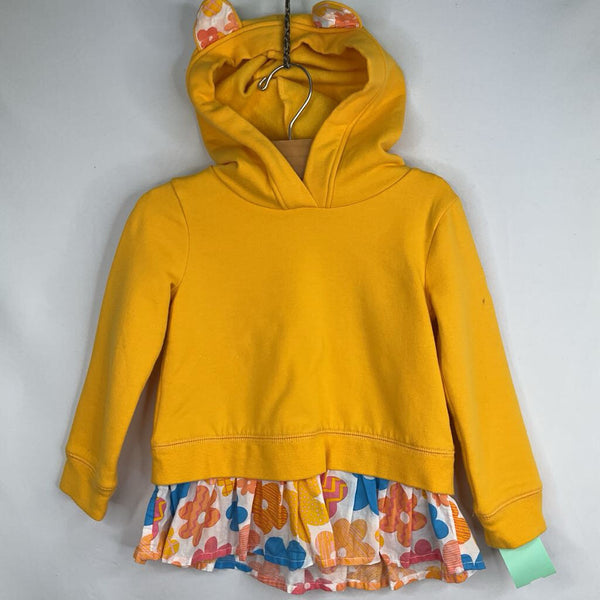 Size 2: Tucker + Tate Yellow/Colorful Floral Trim Light Pullover Hoodie