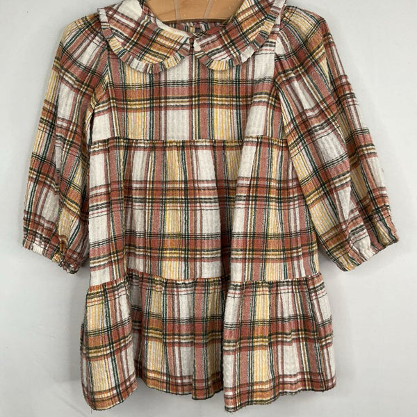 Size 18-24m: Zara White/Multicolor Plaid Long Sleeve Dress