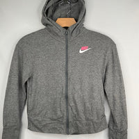 Size 8-9: Nike Grey/White/Pink Swoop Light Zip-Up Hoodie