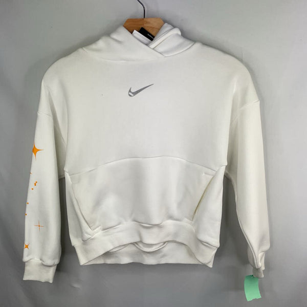 Size 8: Nike White/Yellow Stars Accent Pullover Hoodie NEW w/ Tags