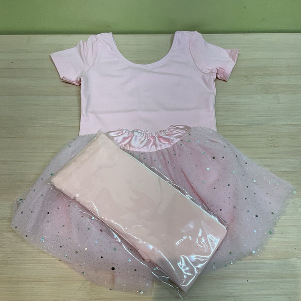 Size 4-5: Stelle Pink Tulle Shimmer Ballet 3pc Leotard/Skirt/Tight Set NEW