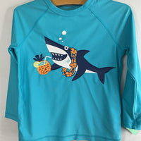 Size 2: Gap Blue/Orange Vacation Shark Rash Guard