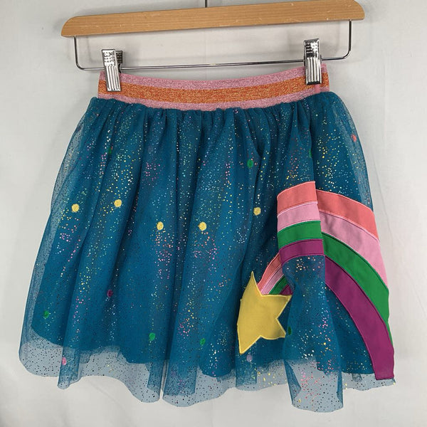 Size 8 (130): Hanna Andersson Blue/Colorful Sparkle Star Tulle Skirt