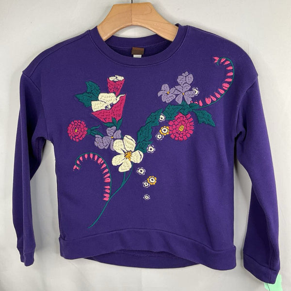 Size 7: Tea Purple/Colorful Floral Embroidered Sweatshirt