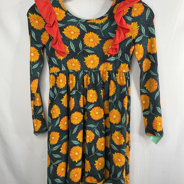 Size 7-8: Rags Navy / Yellow Floral Print Long Sleeve Dress