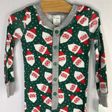 Size 3: Boden Green/White/Red Santa 1pc Button-Up Holiday Pjs