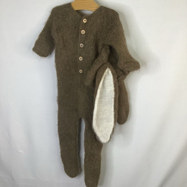 Size 6-m9: Brown Merino Wool 2pc Bunny Costume