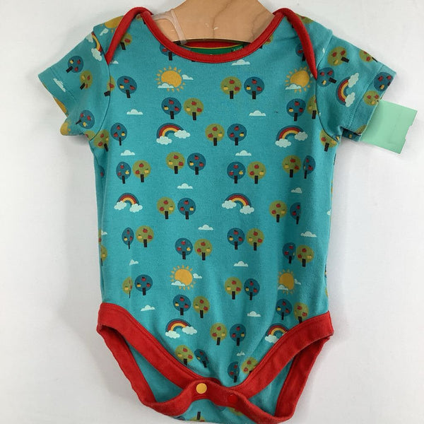 Size 9-12m: Little Green Radicals Blue/Colorful Trees/Rainbows Onesie