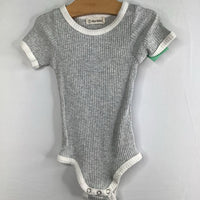 Size 12-18m: Alpy Baby Grey/White Trim Ribbed Onesie