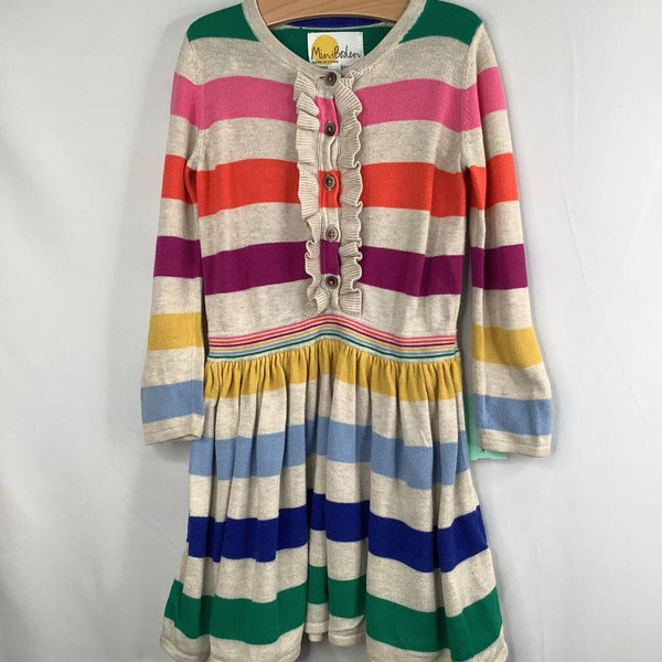 Size 4-5: Boden Beige/Colorful Striped Long Sleeve Sweater Dress