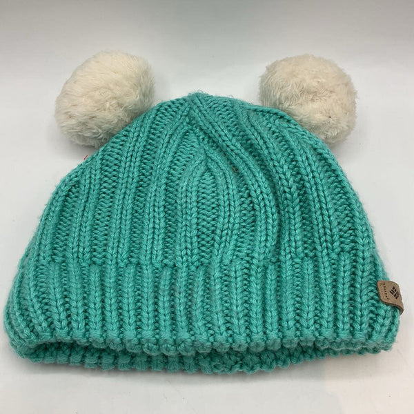 Size OS Youth: Columbia Bright Blue/White Fleece Lined Puff Ball Beanie