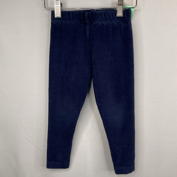 Size 3 (90): Hanna Anderson Navy Ribbed Velour Leggings