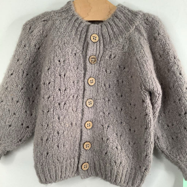 Size 6-12m: Rylee + Cru Grey Eyelet Wool Blend Button-Up Cardigan