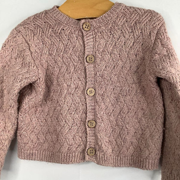 Size 6-12m: Quincy Mae Dusty Pink Knit Button-Up Cardigan