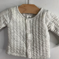 Size NB: Carter's Light Grey Quilted Snap-Up Shirt