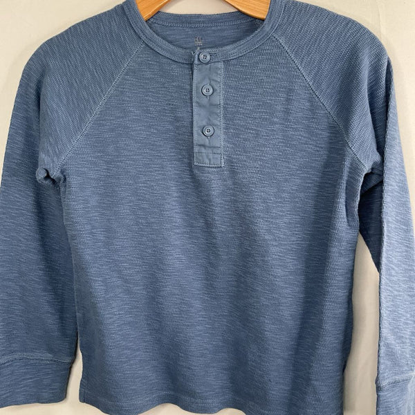 Size 8: Gap Heathered Blue Waffle Knit Long Sleeve Henley Shirt