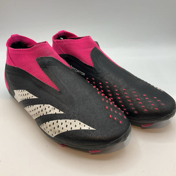 Size 3.5Y: Adidas Black/White/Pink Slip-On Cleats