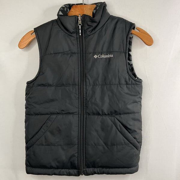 Size 8: Columbia Black/Grey Geo Print Reversible Fleece/Puffer Vest