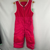 Size 2: Columbia Bright Pink Fleece Upper Snow Bib