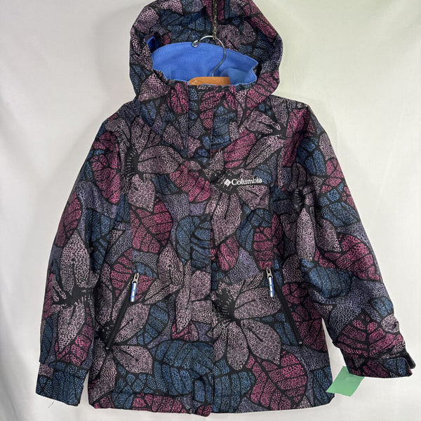 Size 6-7: Columbia Girls' Black/Multicolor Abstract Leaves Inter-Change Coat SHELL ONLY