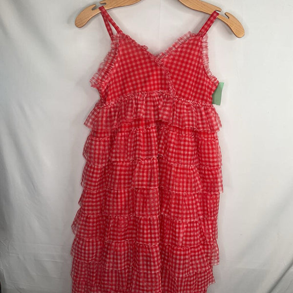 Size 6-7: Throwing Tiny Fits Red/White Plaid Layered Tulle Sun Dress