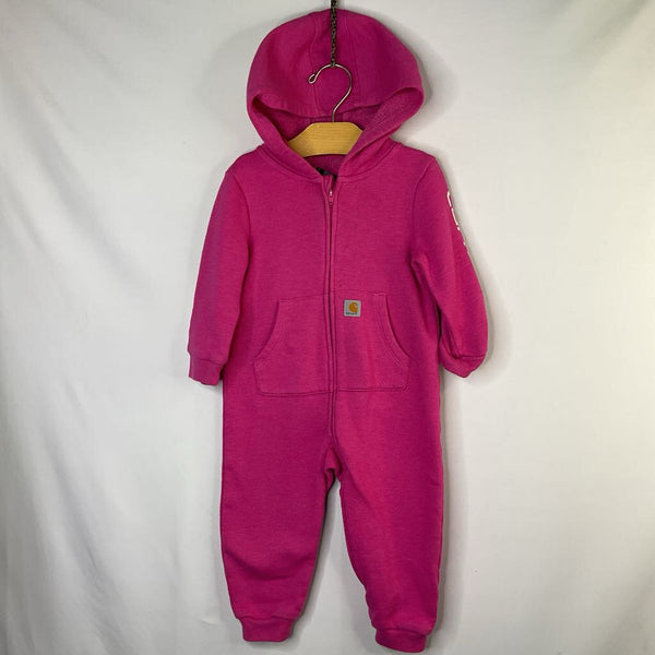 Size 12m: Carhartt Pink Hooded Zip-Up Romper REDUCED