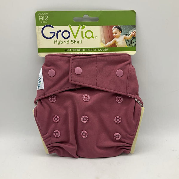 Size OS: Grovia Hybrid Shell Waterproof Adjustable Snap Diaper Cover: Pink -NEW