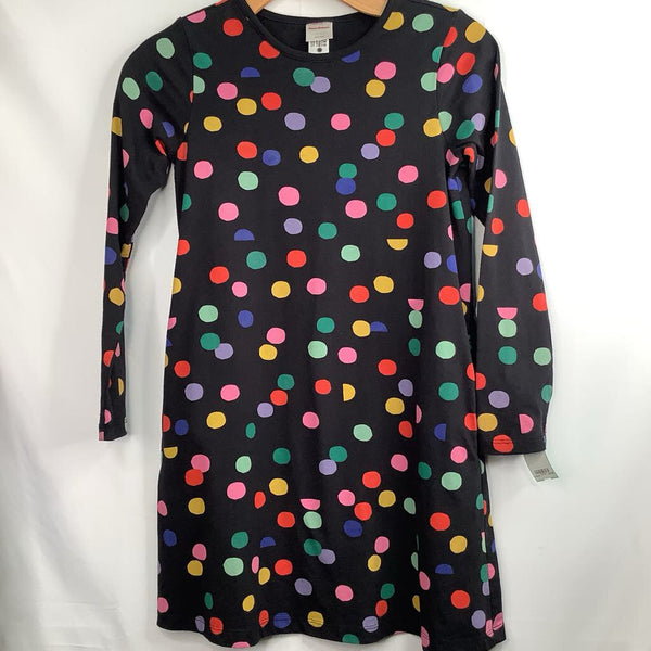 Size 10 (140): Hanna Andersson Black/Colorful Spots Long Sleeve Dress