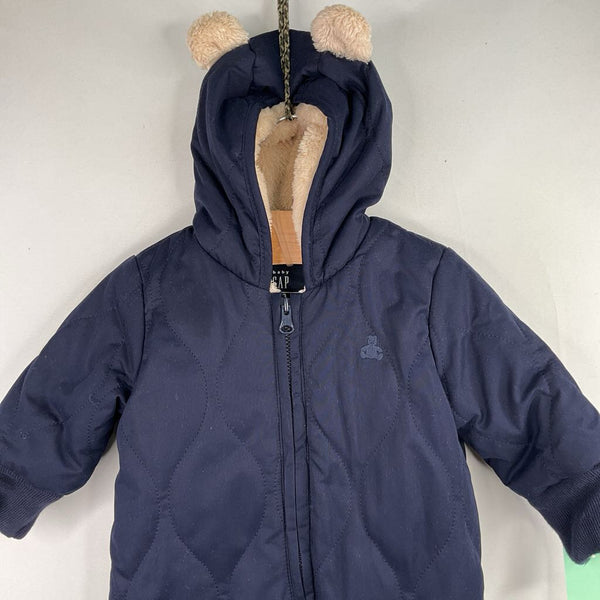 Size 0-3m: Gap Navy Quilted Fleece Lined Teddy Ear Bunting