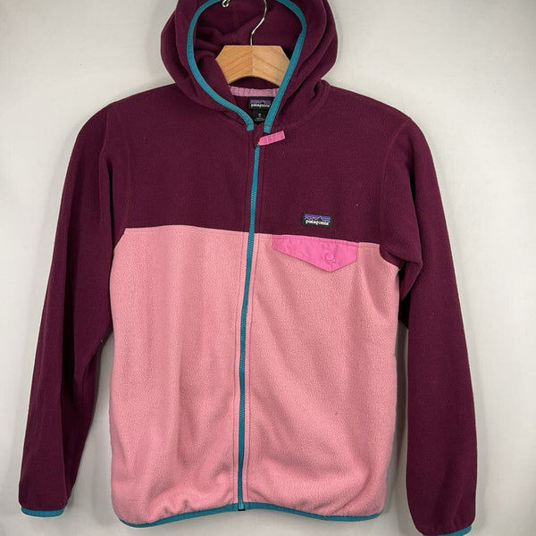 Size 10: Patagonia Two Tone Purple/Blue Trim Fleece Hooded Zip-Up Coat