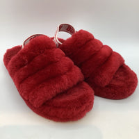 Size 2Y: Ugg Red Sherpa Slippers