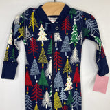 Size 3-6m (60): Hanna Anderson Navy/Colorful Trees Organic Cotton 1pc Zip-Up Holiday Pjs