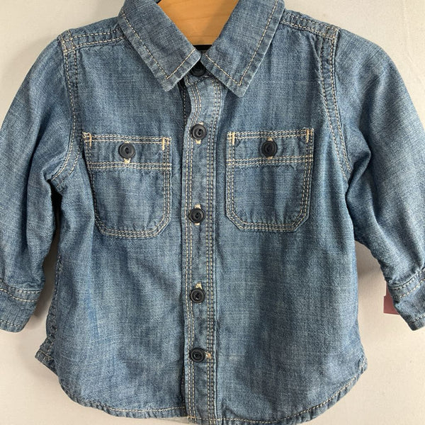 Size 3-6m: Gap Blue Chambray Button-Up Shirt