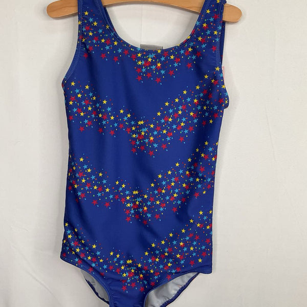 Size 8-10: Danskin Blue/Colorful Stars Gymnastics Leotard