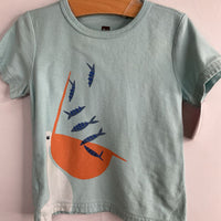 Size 12-18m: Tea Blue/Orange Hungry Pelican T-Shirt