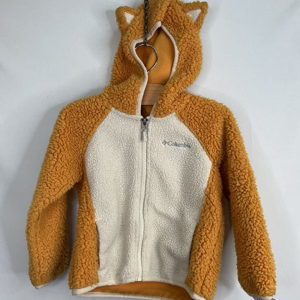 Size 3: Columbia Yellow/White Fox Ear Fleece Hooded Zip-Up Coat