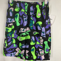 Size 10-12: Nike Black/Green/Purple Shoe Print Swim Shorts NEW w/ Tags