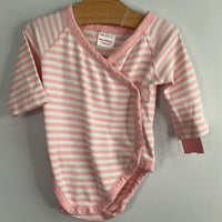 Size 0-3m (50): Hanna Andersson Pink/White Striped Long Sleeve Onesie