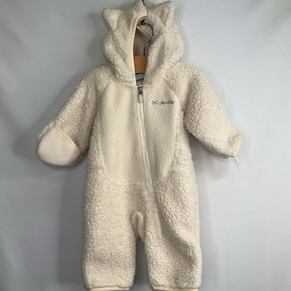 SIze 0-3m: Columbia White Teddy Ear Fleece Bunting